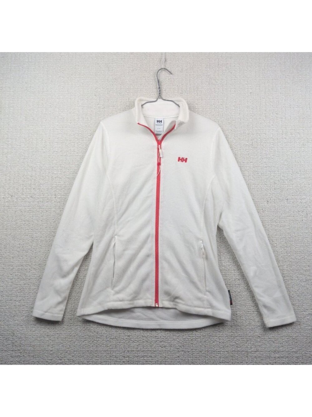 Helly Hansen Polartec Fleece Full Zip Jacket White  / Red Gorpcore Ski Wom Sz L